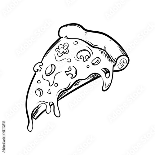 Pizza Hand-Drawn Food Vector Icon