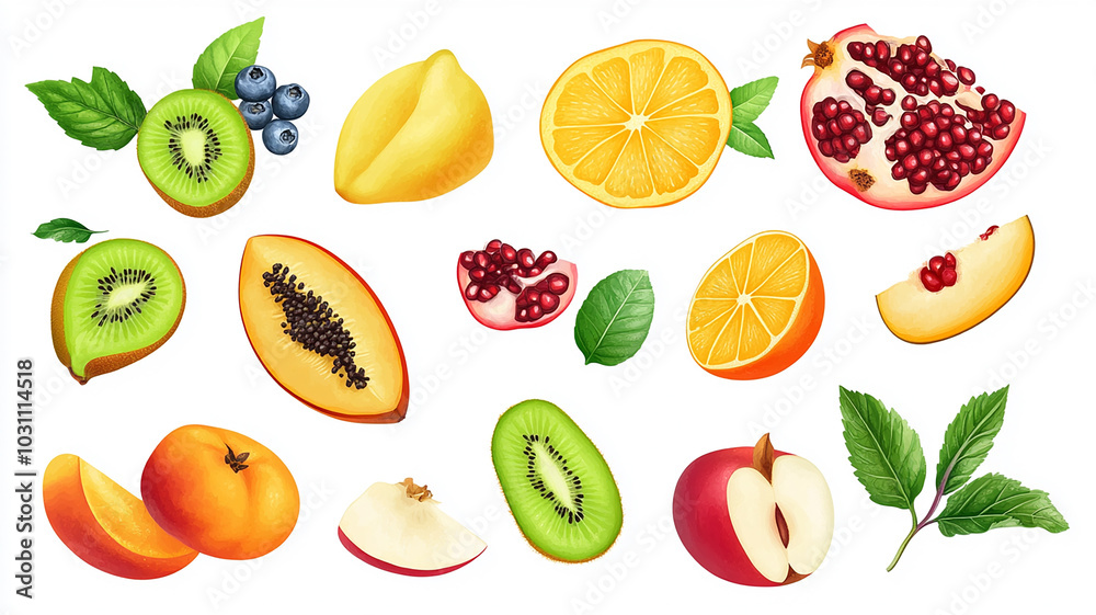 Flying different fresh fruits in the air on a white background. Falling fruits mix multifruit Flying different fresh fruits in the air on a white background. Falling fruits mix multifruit