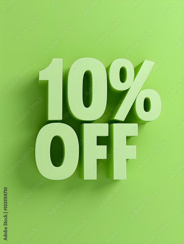 Green '10% OFF' Promotional Sign on a Green Background