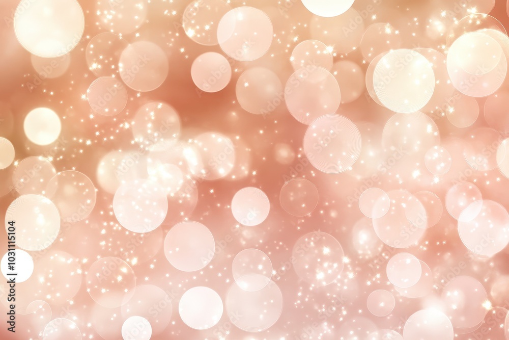 Soft, glowing bokeh lights create an ethereal background in warm pastel tones, perfect for festive or romantic themes