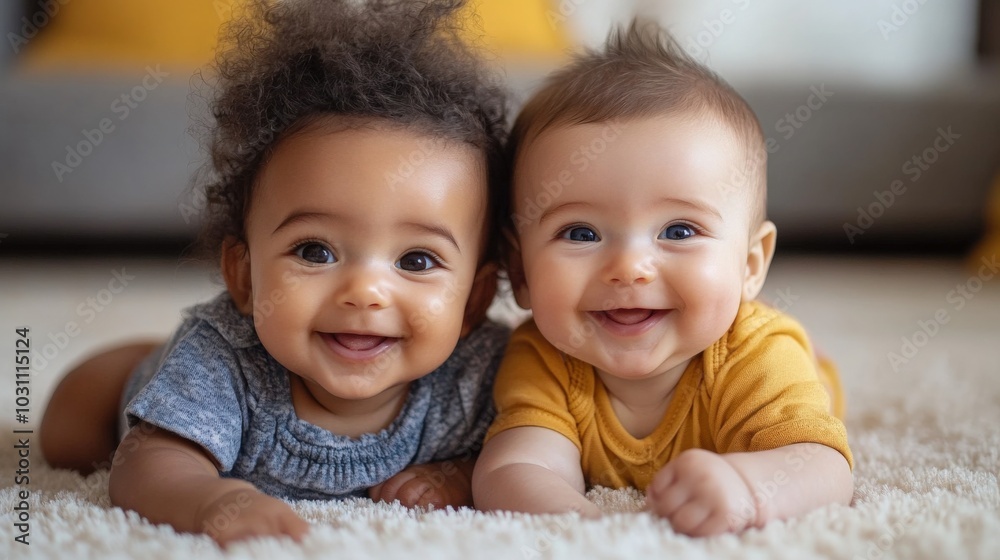 Happy Moments: Two Smiling Babies Together Happy Moments: Two Smiling Babies Together