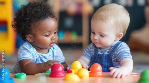 Two Babies Laughing and Bonding Together