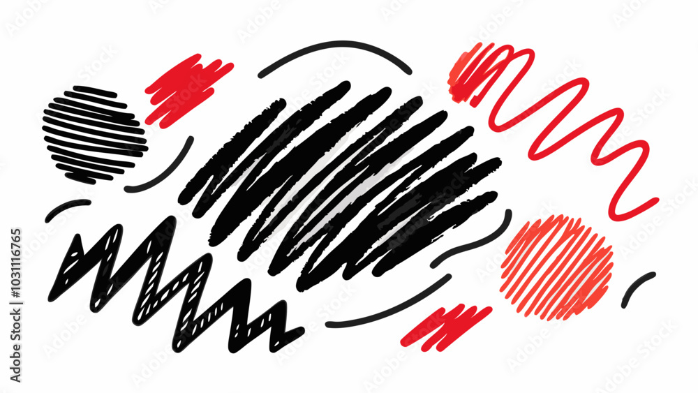 black ines and vibrant dynamic color  doodles