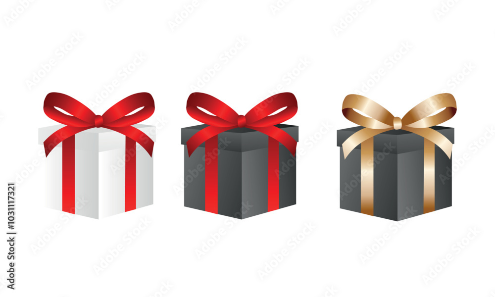 Set of decorative gift boxes isolated on white background Set of decorative gift boxes isolated on white background