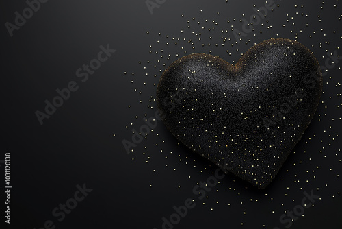Beautiful black heart on dark background with space for text