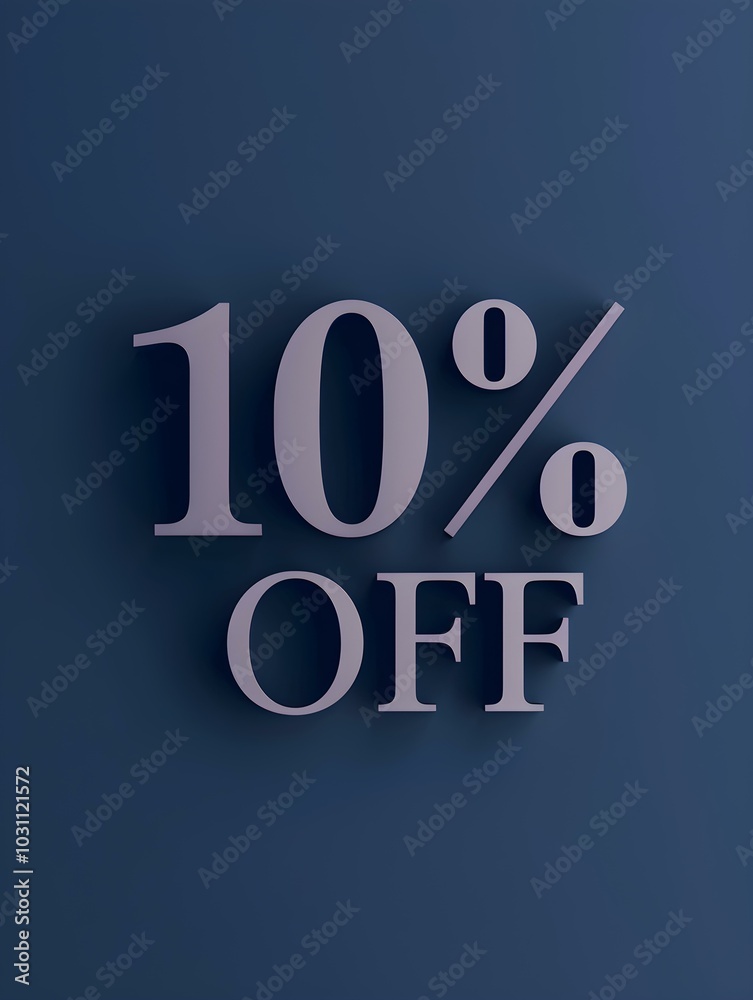 Navy Blue '10% OFF' Promotional Sign on a Navy Blue Background Navy Blue '10% OFF' Promotional Sign on a Navy Blue Background