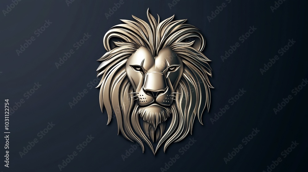 Fototapeta premium Metallic Luxury Silver Lion Vector Logo Design – Elegant and Sophisticated Branding Emblem for Premium Identity