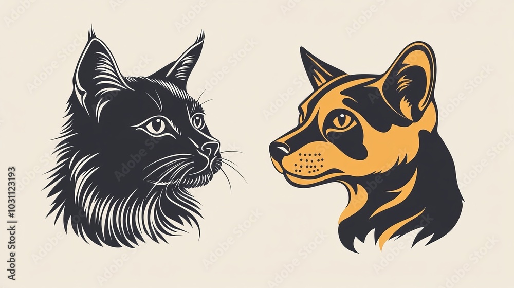 Dog and Cat Vector Logo Design Template – Minimalist and Modern Pet Icon Illustration for Branding and Creative Use Dog and Cat Vector Logo Design Template – Minimalist and Modern Pet Icon Illustration for Branding and Creative Use