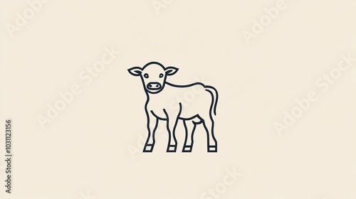 Simple Little Cow Outline Logo Vector – Minimalist and Cute Animal Design for Branding, Icons, and Farm-Themed Illustrations photo