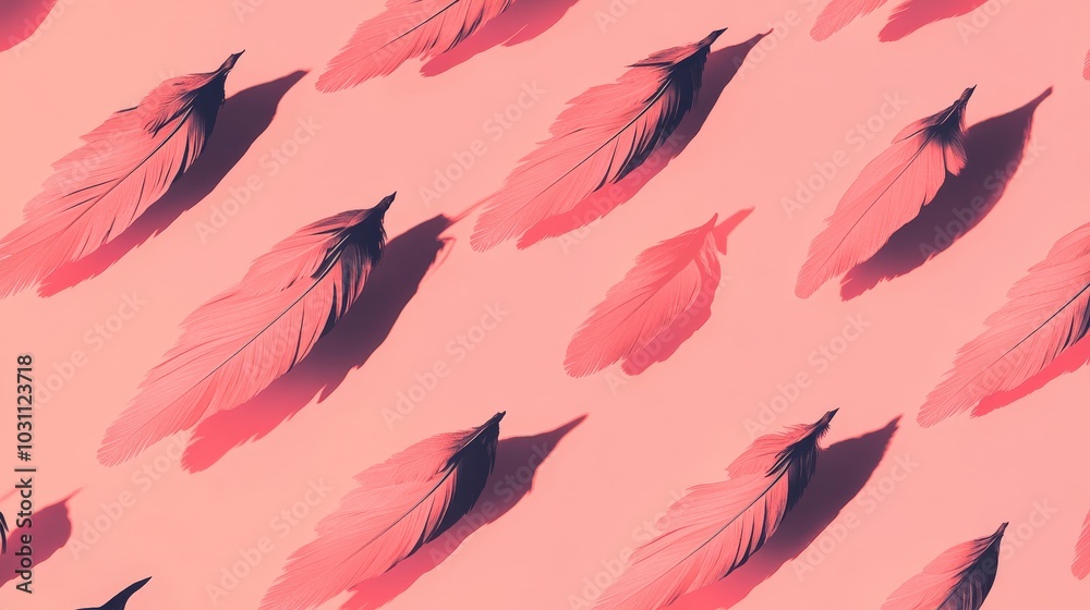 Playful Hipposa Pattern: Isometric Shadow Play on Minimalist Pink Background in Birds-Eye-View Perspective Playful Hipposa Pattern: Isometric Shadow Play on Minimalist Pink Background in Birds-Eye-View Perspective