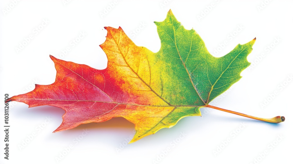 Autumn Leaf in Vibrant Colors of Red and Green Autumn Leaf in Vibrant Colors of Red and Green