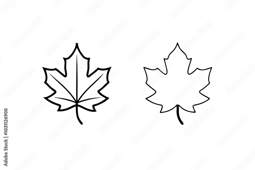 autumn maple leaf colored and outline line art logo vector icon. autumn maple leaf colored and outline line art logo vector icon.