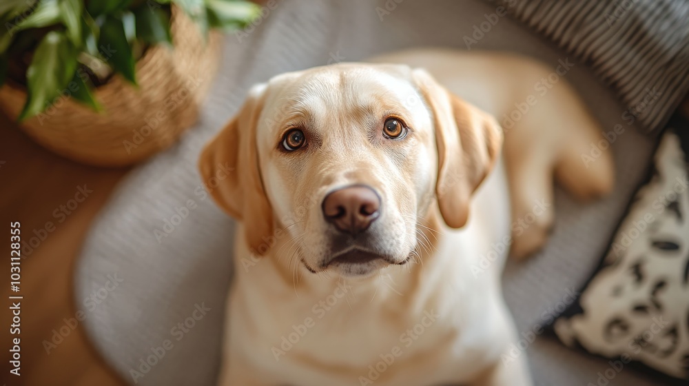 Labrador Retriever Crew Neck T-Shirt Stock Photo with Realistic Detail on Light Table Labrador Retriever Crew Neck T-Shirt Stock Photo with Realistic Detail on Light Table