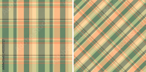 Textile check tartan of pattern fabric background with a seamless plaid texture vector. Set in nature colors for trousers outfit ideas.