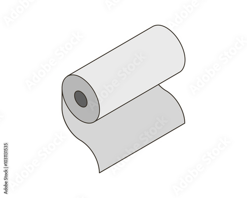 Textile roll vector icon. Paper tube illustration design for kitchen cleaning towel, carpet, scroll whatman, fabric.