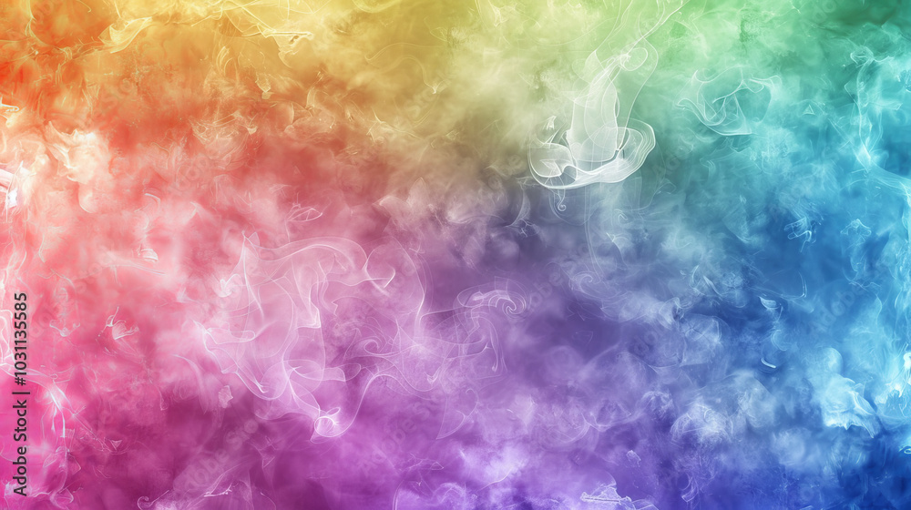 Fototapeta premium Watercolor Illustration of Swirling Rainbow Colors, Concept of Vibrant Spectrum, Artistic Expression, Colorful Abstract Art, energy flow, smoke effect. Background