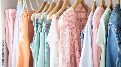 Pastel Colored Clothing Rack in Cozy Boutique Setting