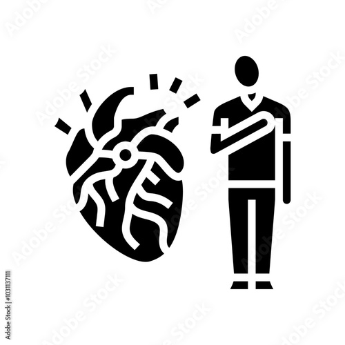 heart man disease glyph icon vector. heart man disease sign. isolated symbol illustration