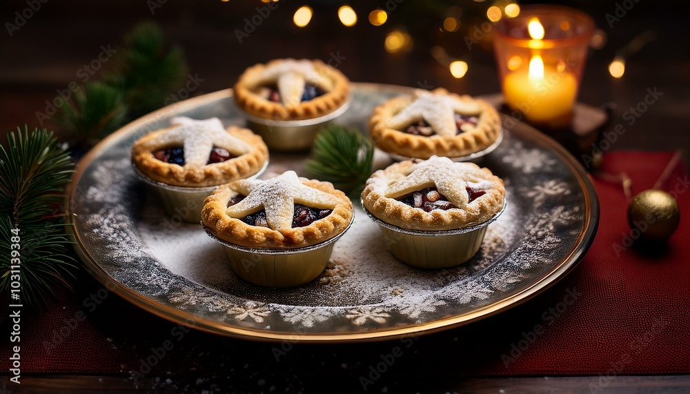 Naklejka premium Mince Pies with Brandy Butter