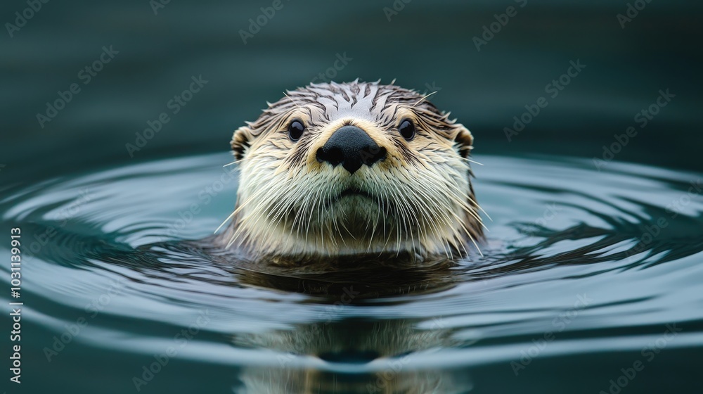 Fototapeta premium Tranquil Sea Otter in Circular Harmony - Top-down View with Soft Curves