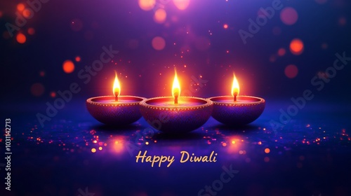 Happy diwali on purple background