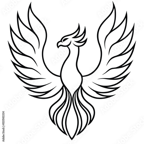 phoenix logo of mythological bird line art