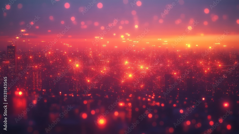 Blurred city lights at night with bokeh effect. Blurred city lights at night with bokeh effect.