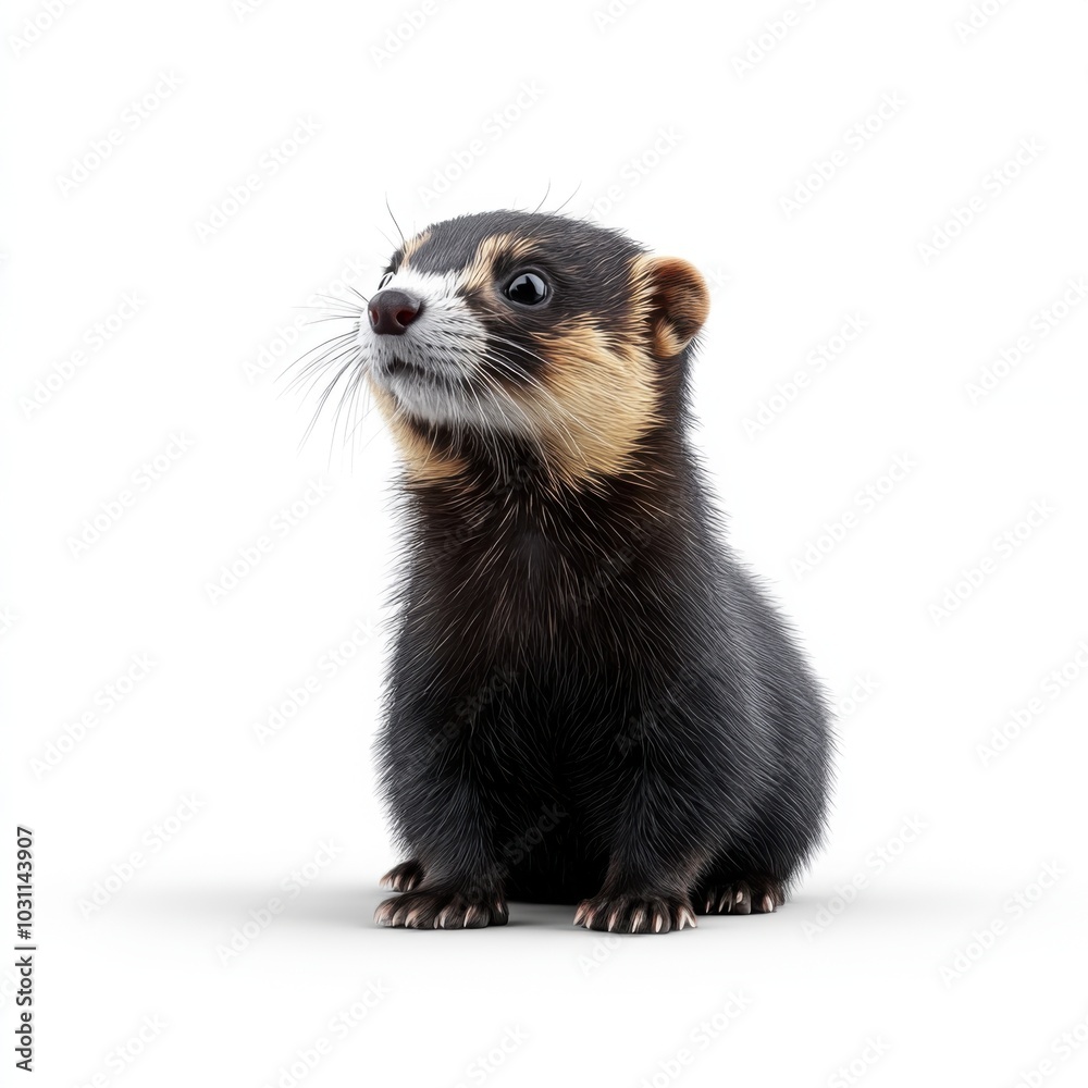 Striped Polecat on White Background Striped Polecat on White Background