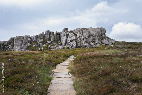 Fotografie Walking to Simon's seat in the Yorkshire dales in summer, England