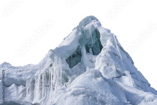 Glacier landscape with light on the ice. cut out transparent background-PNG photo