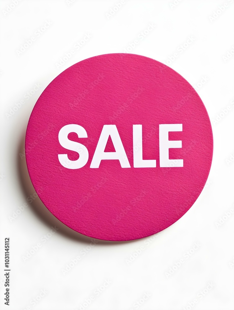 White 'SALE' Text on a Fuchsia Round Paper Note. White Background White 'SALE' Text on a Fuchsia Round Paper Note. White Background