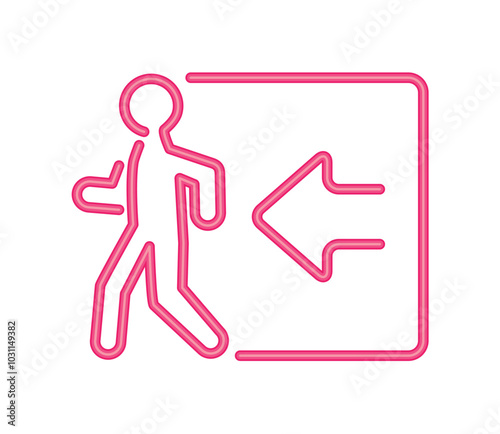 persons exit informative signal neon light