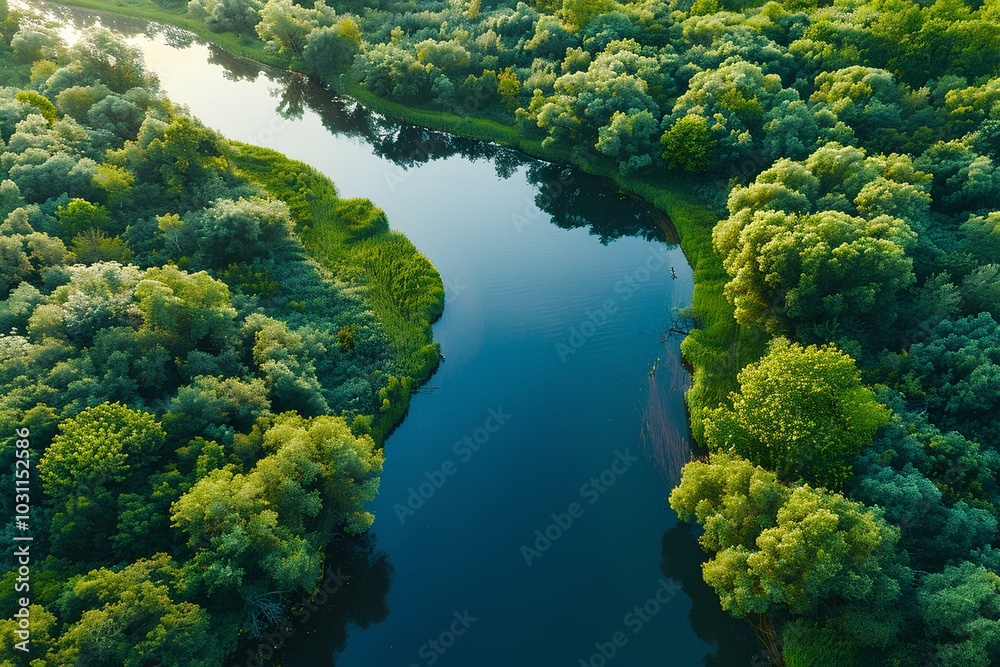 A river running through a lush green forest A river running through a lush green forest