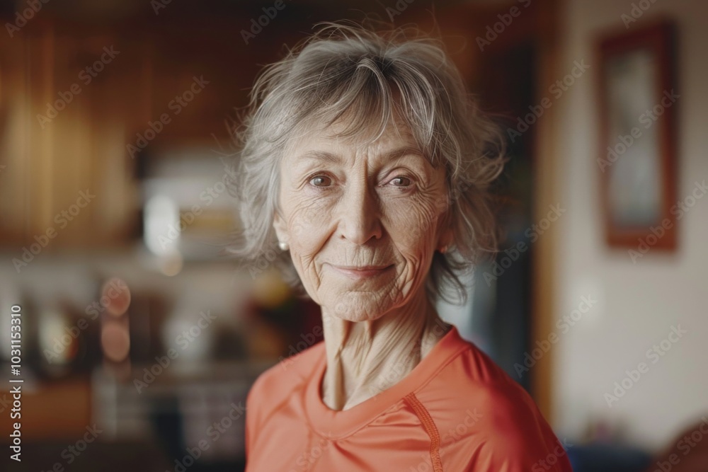 Portrait of a smiling senior Asian woman indoors at home