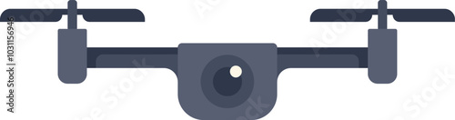 Modern quadcopter drone hovering and taking pictures