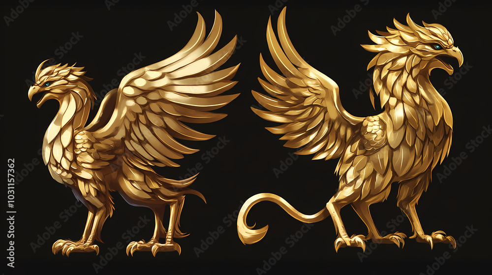 Obraz premium Golden animal. Golden Griffin. Illustration
