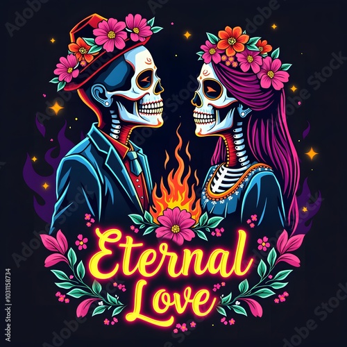 Skeleton Eternal Love T-shirt Design 