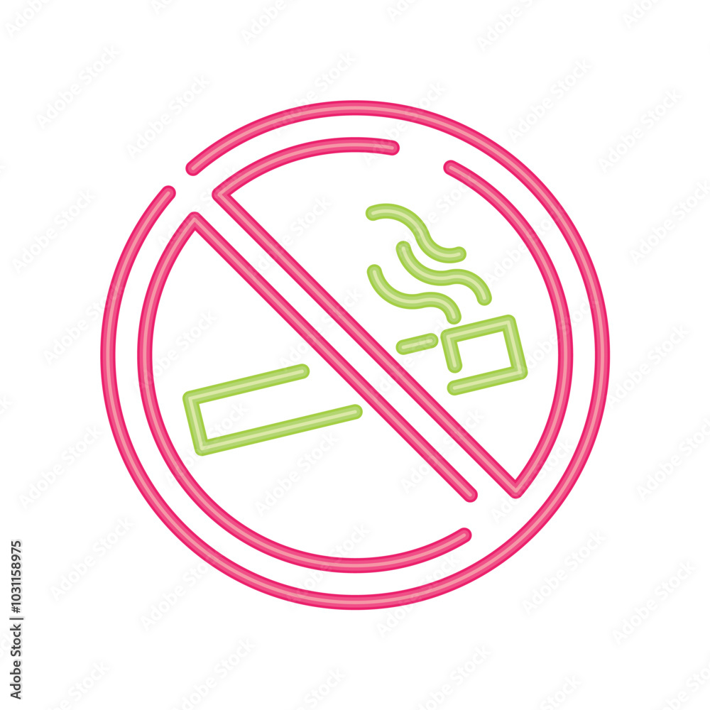 No smoking informative signal neon light No smoking informative signal neon light