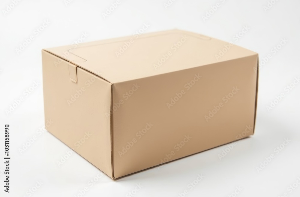 A plain cardboard box sits on a white surface, ready for packing or shipping items, demonstrating simple and functional design A plain cardboard box sits on a white surface, ready for packing or shipping items, demonstrating simple and functional design