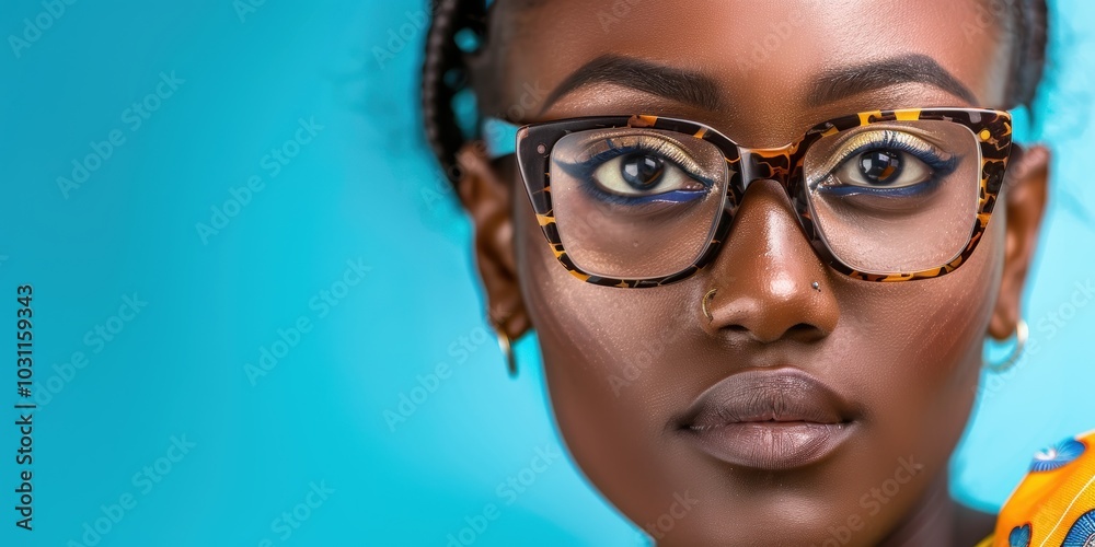 Woman in a studio selecting eyewear for health and beauty, considering fashionable options for vision care and frame design Woman in a studio selecting eyewear for health and beauty, considering fashionable options for vision care and frame design