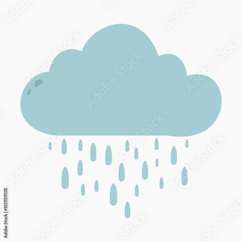 Rainy cloud vector illustration isolated on white background