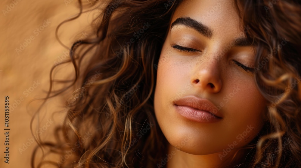 Glamorous woman in a studio showcasing beauty, skincare, and hair care on a brown backdrop. Focus on hairstyle, cosmetics, and healthy hair texture after salon treatment Glamorous woman in a studio showcasing beauty, skincare, and hair care on a brown backdrop. Focus on hairstyle, cosmetics, and healthy hair texture after salon treatment