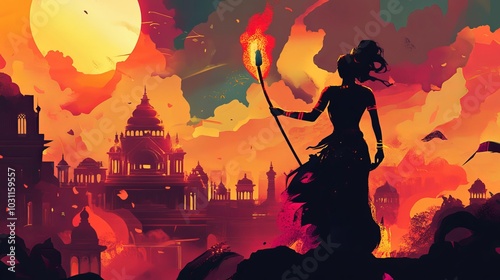 Creative poster for a happy Dussehra.