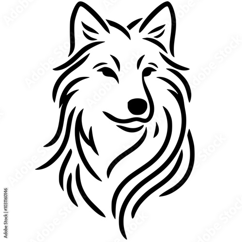 One line art wolf portrait
