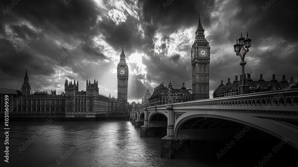 Westminster Bridge, the Houses of Parliament, and Big Ben in London. Westminster Bridge, the Houses of Parliament, and Big Ben in London.