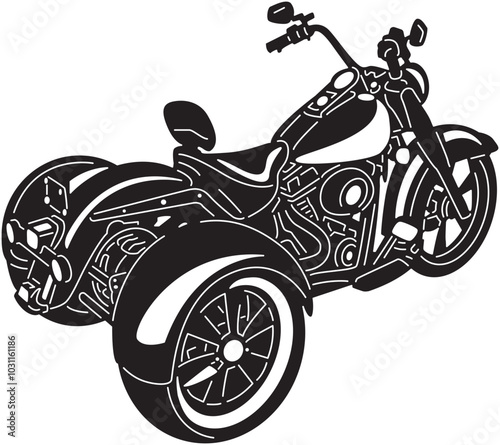 motorcycle tricycle vector illustration
