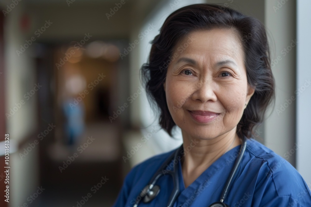 Portrait of a middle aged Asian female registered nurse Portrait of a middle aged Asian female registered nurse