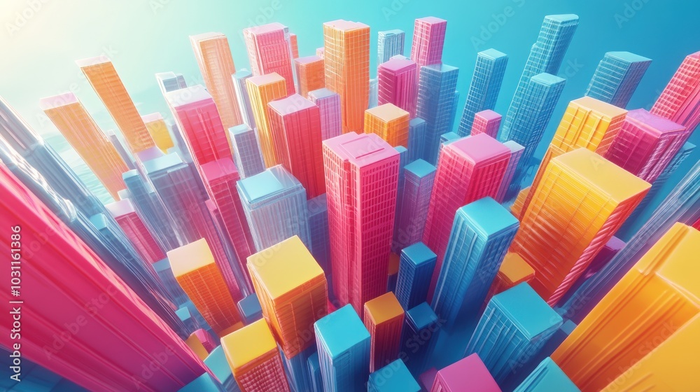 Colorful 3D city skyline abstract illustration. Colorful 3D city skyline abstract illustration.
