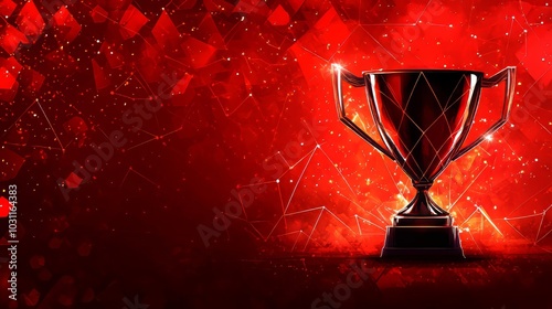 Champion Trophy on Red Background Celebrating Tournament Victory, Competition, and Gambling Theme photo