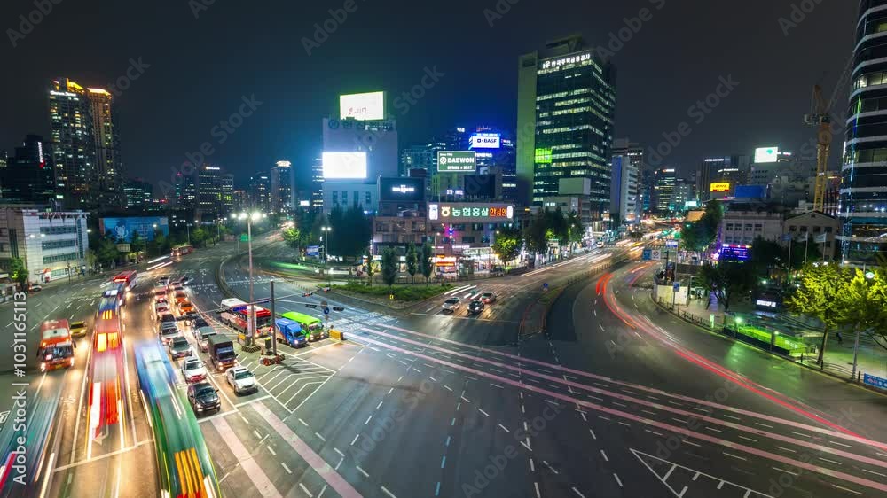 custom made wallpaper toronto digitalSEOUL, SOUTH KOREA - SEPTEMBER 9, 2024: A view of a busy street in Seoul at night